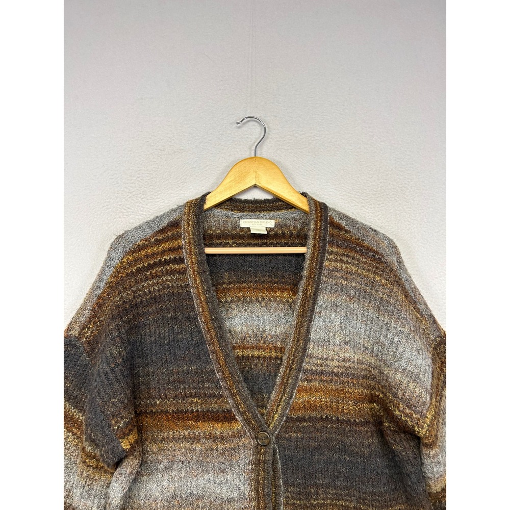 Christian Siriano Space Dye Knit Cardigan Women Medium Brown Sweater Earthy Boho - Picture 7 of 9